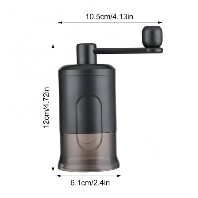 Manual Coffee Grinder Adjustable Smooth Grinding Coffee Mill with Clear Powder Container Portable Hand Crank Mill for Washing Coarse to Fine Grounds 