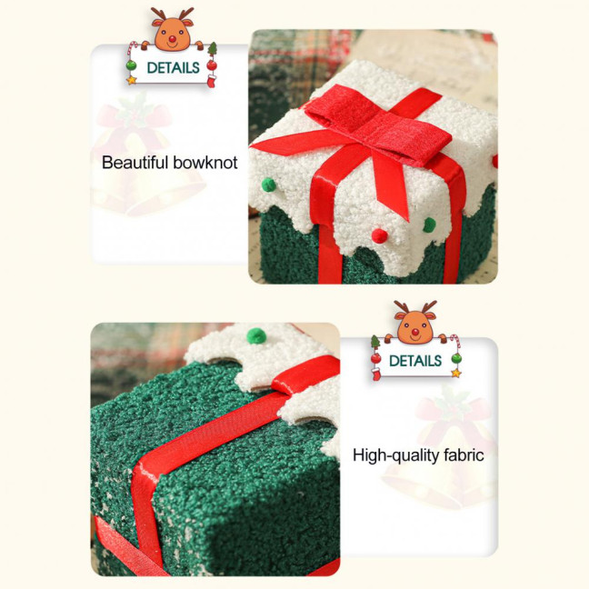 Christmas Gift Box Decoration Thick Velvet Gift Box with Bow Plush Xmas Candy Box for Holiday Home Garden Party Decor