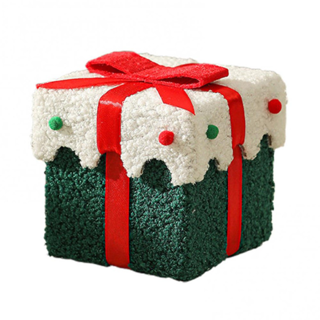 Christmas Gift Box Decoration Thick Velvet Gift Box with Bow Plush Xmas Candy Box for Holiday Home Garden Party Decor