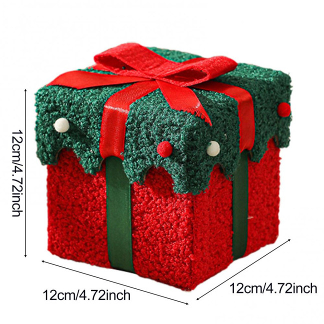 Christmas Gift Box Decoration Thick Velvet Gift Box with Bow Plush Xmas Candy Box for Holiday Home Garden Party Decor