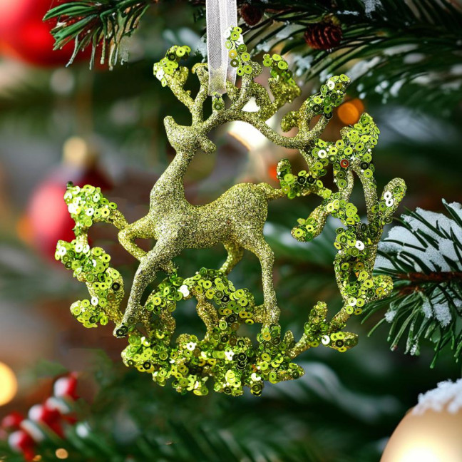 Glitter Christmas Ornaments Green Sequined Butterfly/Star/Reindeer Xmas Tree Hanging Decorations for Xmas Tree Holiday Home Party Decor Glitter Christmas Ornaments Green Sequined Butterfly/Star/Reindeer Xmas Tree Hanging Decorations for Xmas Tree Holiday Home Party Decor