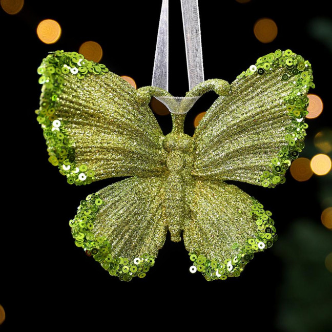 Glitter Christmas Ornaments Green Sequined Butterfly/Star/Reindeer Xmas Tree Hanging Decorations for Xmas Tree Holiday Home Party Decor Glitter Christmas Ornaments Green Sequined Butterfly/Star/Reindeer Xmas Tree Hanging Decorations for Xmas Tree Holiday Home Party Decor