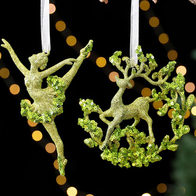 Glitter Christmas Ornaments Green Sequined Butterfly/Star/Reindeer Xmas Tree Hanging Decorations for Xmas Tree Holiday Home Party Decor Glitter Christmas Ornaments Green Sequined Butterfly/Star/Reindeer Xmas Tree Hanging Decorations for Xmas Tree Holiday Home Party Decor