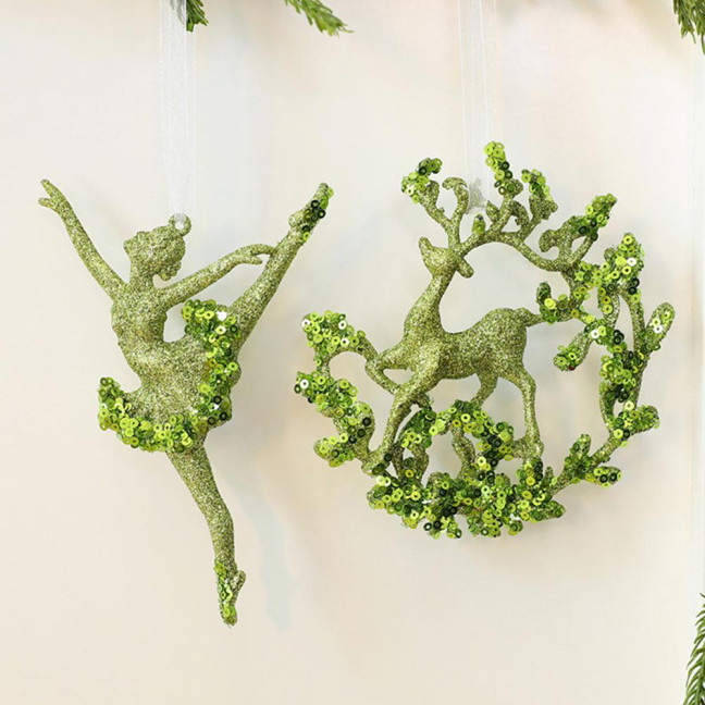 Glitter Christmas Ornaments Green Sequined Butterfly/Star/Reindeer Xmas Tree Hanging Decorations for Xmas Tree Holiday Home Party Decor Glitter Christmas Ornaments Green Sequined Butterfly/Star/Reindeer Xmas Tree Hanging Decorations for Xmas Tree Holiday Home Party Decor