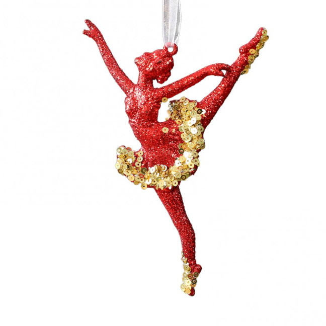 Glitter Sequined Christmas Ornament Red Snowflake/Butterfly/Star/Reindeer/Ballerina Hanging Decoration for Xmas Tree Doors Windows Walls Holiday Home Decor