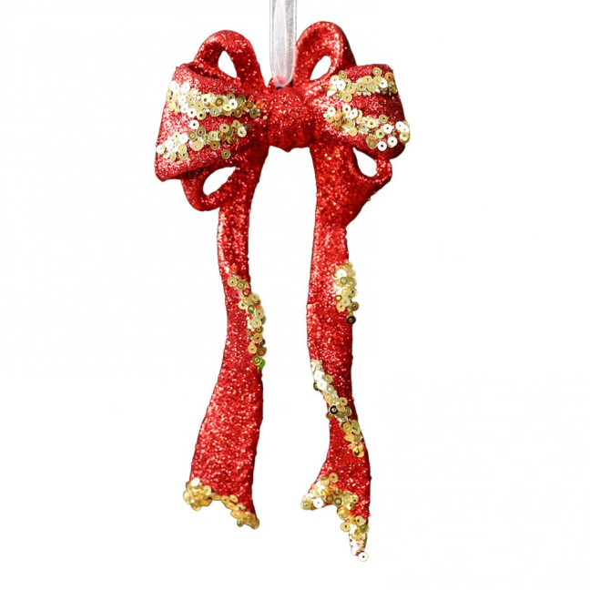 Glitter Sequined Christmas Ornament Red Snowflake/Butterfly/Star/Reindeer/Ballerina Hanging Decoration for Xmas Tree Doors Windows Walls Holiday Home Decor