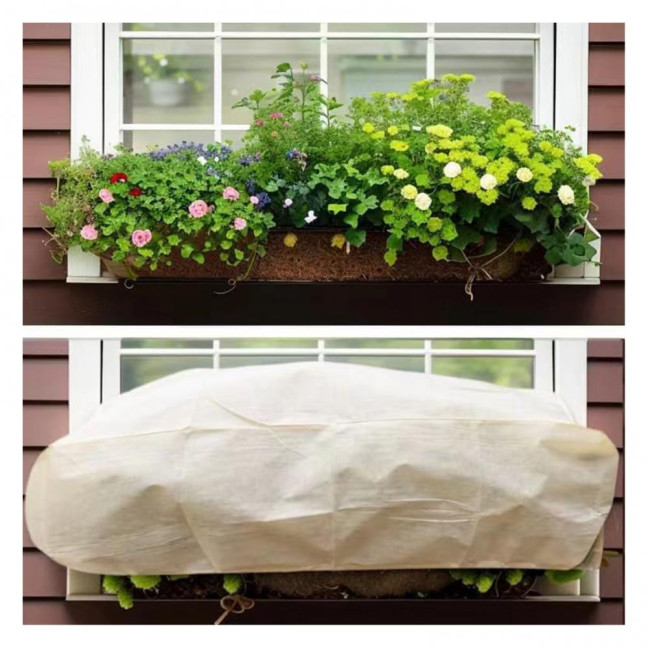 Rectangular Planter Box Cover Winter Freeze Protection Cover with Drawstring Planter Box Frost Protection Cover for Raised Bed Outdoor Plants 