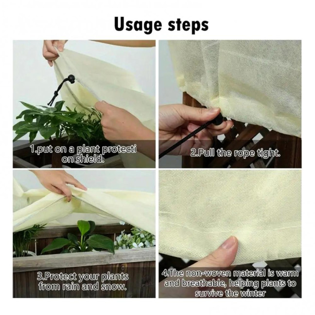 Rectangular Planter Box Cover Winter Freeze Protection Cover with Drawstring Planter Box Frost Protection Cover for Raised Bed Outdoor Plants 