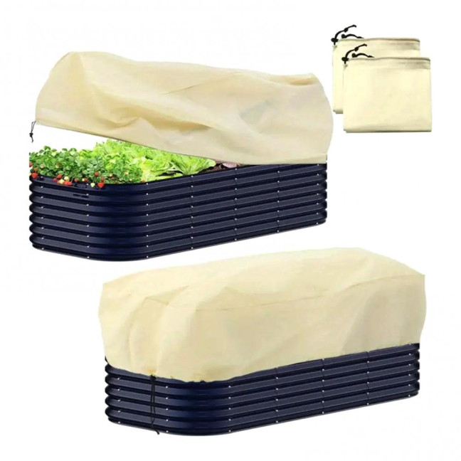 Rectangular Planter Box Cover Winter Freeze Protection Cover with Drawstring Planter Box Frost Protection Cover for Raised Bed Outdoor Plants 
