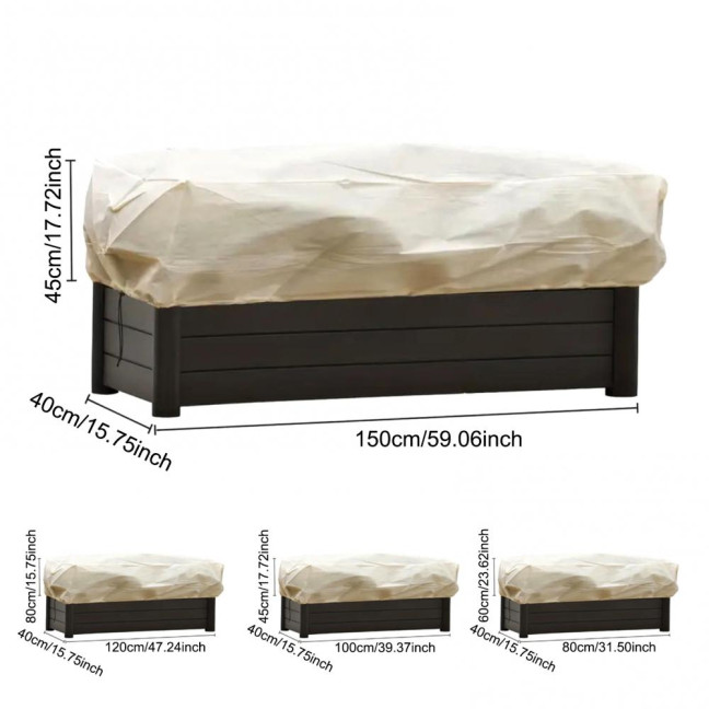 Rectangular Planter Box Cover Winter Freeze Protection Cover with Drawstring Planter Box Frost Protection Cover for Raised Bed Outdoor Plants 