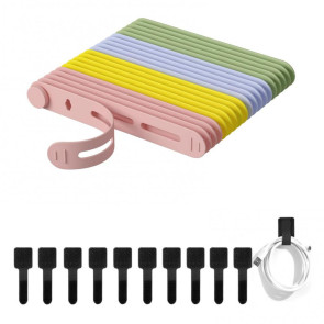 20Pcs Data Cable Ties Waterproof Elastic Clear Marking Cable Ties Lightweight Cord Organizers with Logo Patches Wire Processors