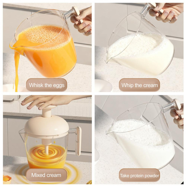 Egg Whisk Cup Manual Hand-Pressed Drinks Mug Pre-Meal Preparation Portable Leftovers Egg Mixer Cup Pre-meal Preparation Tool