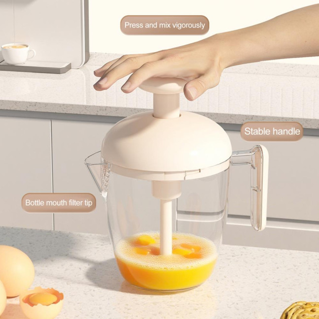 Egg Whisk Cup Manual Hand-Pressed Drinks Mug Pre-Meal Preparation Portable Leftovers Egg Mixer Cup Pre-meal Preparation Tool