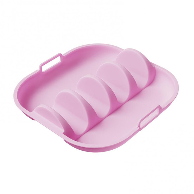 Silicone Taco Holder Reusable Taco Plates with 4 Dividers And Handle Dishwasher Microwave Oven Safe Taco Serving Tray