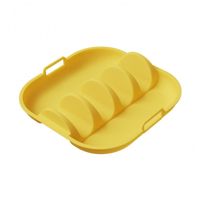 Silicone Taco Holder Reusable Taco Plates with 4 Dividers And Handle Dishwasher Microwave Oven Safe Taco Serving Tray