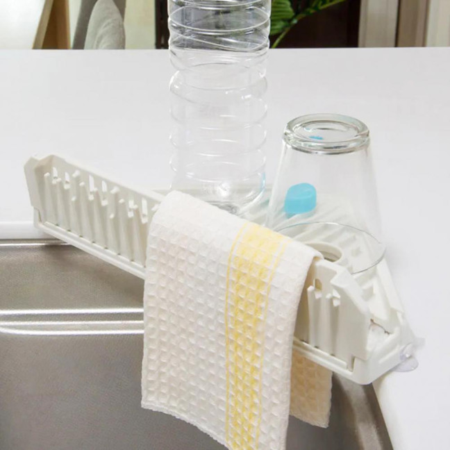 Triangle Corner Sink Caddy Dish Drying Rack Over The Sink Roll Up Dish Drainer Mat with Suction Cups Kitchen Organizer 