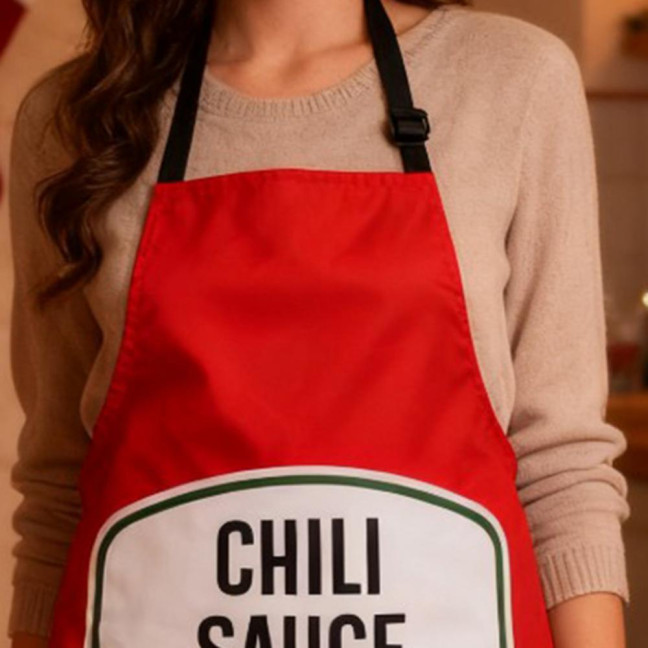 Sauce Kitchen Apron with Hat Adjustable Strap Breathable Christmas Halloween Cosplay Party Chili BBQ Teriyaki Sauce Chef Cooking Apron 