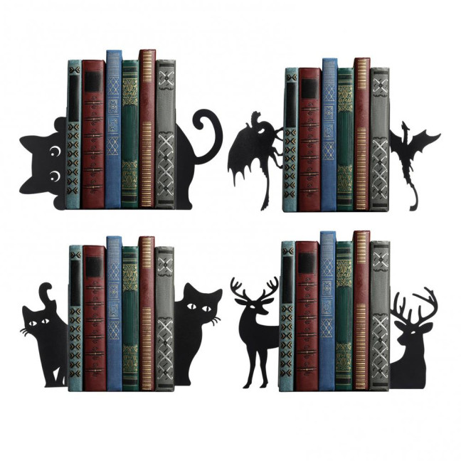 Metal Animal Bookends Black Cat/Reindeer/Dragon Book Ends for Home Office Bookshelf Desk Decor Cute Book Stopper Gifts for Women Metal Animal Bookends Black Cat/Reindeer/Dragon Book Ends for Home Office Bookshelf Desk Decor Cute Book Stopper Gifts for Women