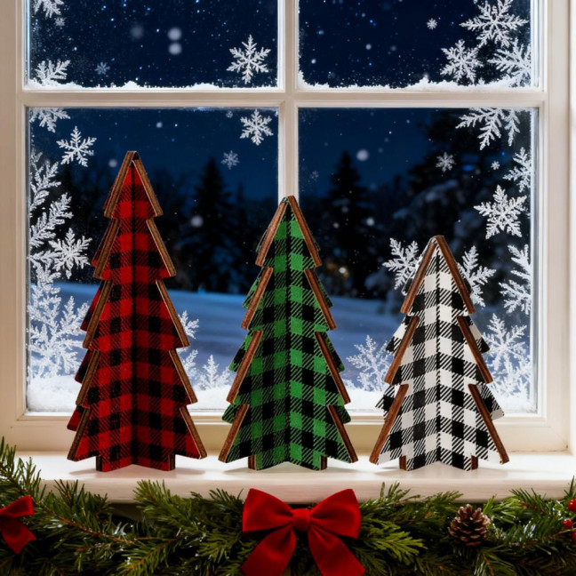 3 Pcs Wooden Christmas Tree Decor Rustic Buffalo Plaid/Dot Christmas Tree Farmhouse Table Centerpiece for Tiered Tray Tabletop Home Decor 3 Pcs Wooden Christmas Tree Decor Rustic Buffalo Plaid/Dot Christmas Tree Farmhouse Table Centerpiece for Tiered Tray Tabletop Home Decor