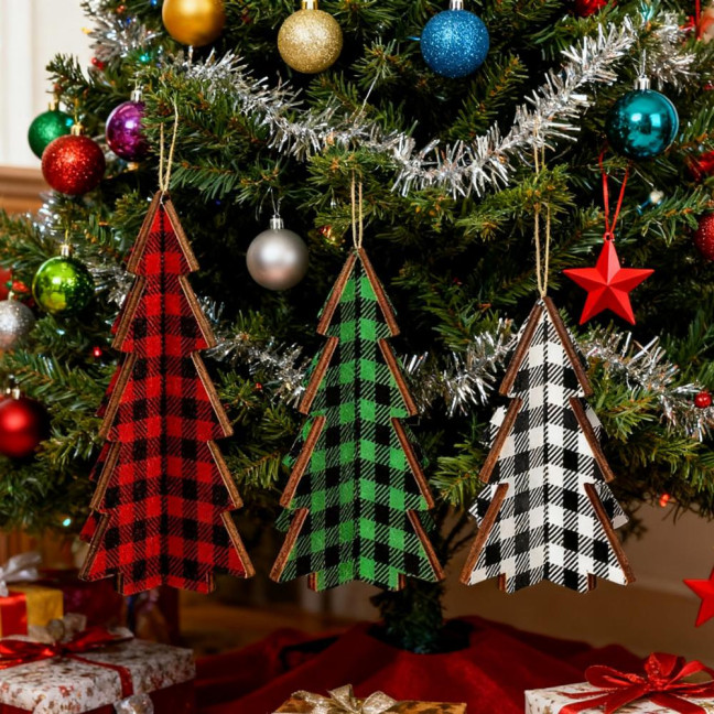 3 Pcs Wooden Christmas Tree Decor Rustic Buffalo Plaid/Dot Christmas Tree Farmhouse Table Centerpiece for Tiered Tray Tabletop Home Decor 3 Pcs Wooden Christmas Tree Decor Rustic Buffalo Plaid/Dot Christmas Tree Farmhouse Table Centerpiece for Tiered Tray Tabletop Home Decor