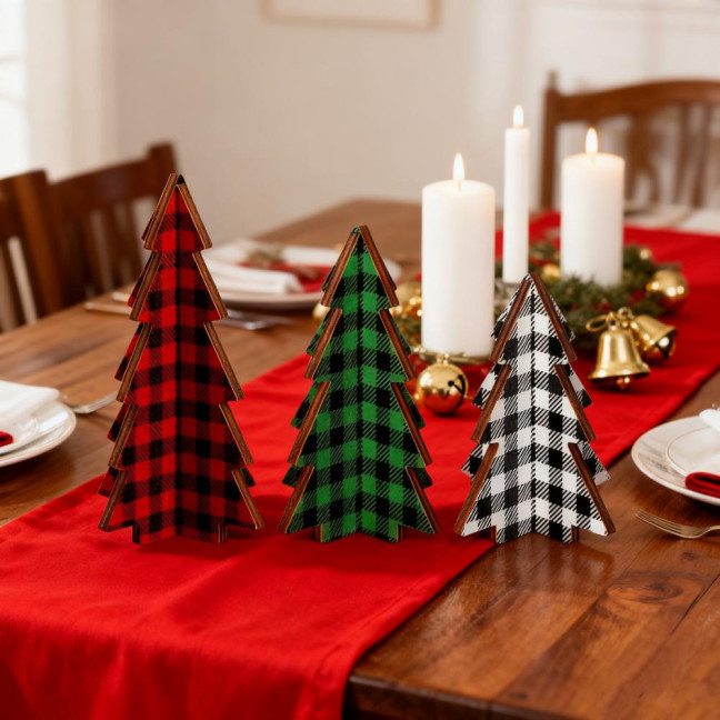 3 Pcs Wooden Christmas Tree Decor Rustic Buffalo Plaid/Dot Christmas Tree Farmhouse Table Centerpiece for Tiered Tray Tabletop Home Decor 3 Pcs Wooden Christmas Tree Decor Rustic Buffalo Plaid/Dot Christmas Tree Farmhouse Table Centerpiece for Tiered Tray Tabletop Home Decor