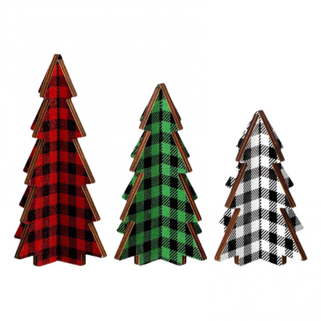 3 Pcs Wooden Christmas Tree Decor Rustic Buffalo Plaid/Dot Christmas Tree Farmhouse Table Centerpiece for Tiered Tray Tabletop Home Decor 3 Pcs Wooden Christmas Tree Decor Rustic Buffalo Plaid/Dot Christmas Tree Farmhouse Table Centerpiece for Tiered Tray Tabletop Home Decor