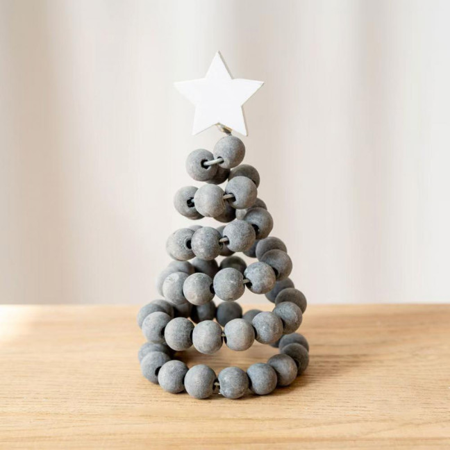 Christmas Tree Desktop Ornament Nordic Style Artificial Swivel Beads Top Star Small Artificial Tree Festive Holiday Decoration