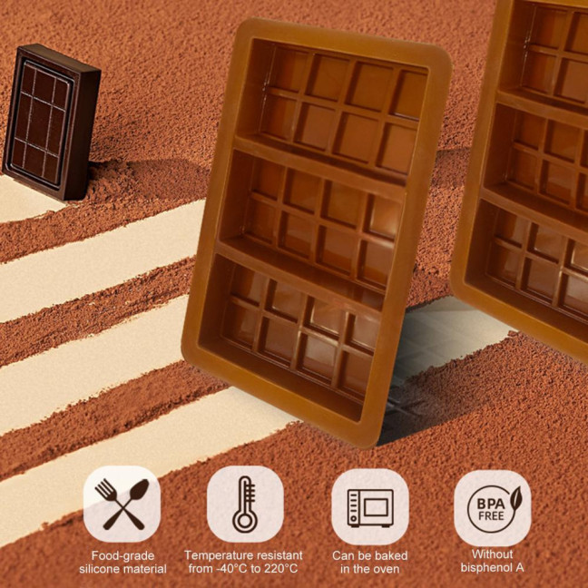 Silicone Chocolate Mold 8/12/24-Cavity Square Baking Molds for Waffles Easy Release Clean Kitchen Essential