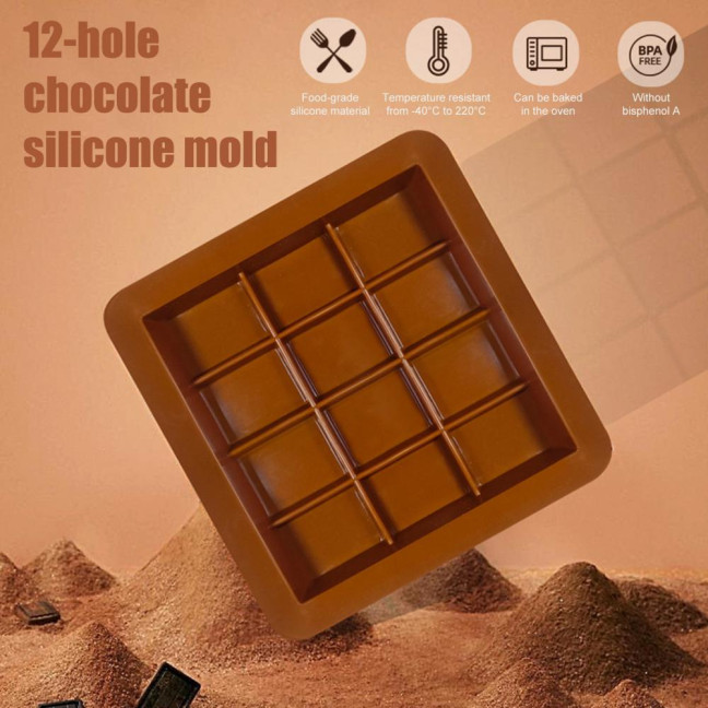 Silicone Chocolate Mold 8/12/24-Cavity Square Baking Molds for Waffles Easy Release Clean Kitchen Essential