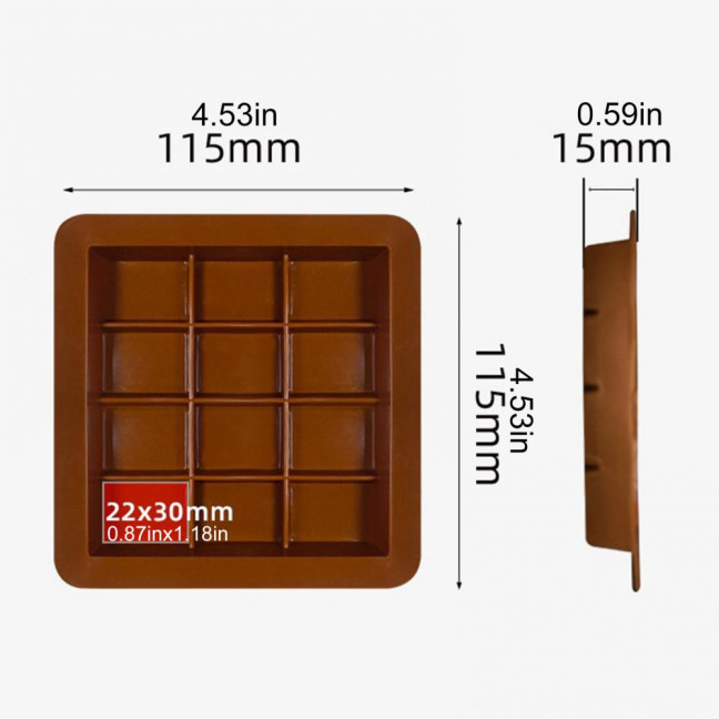 Silicone Chocolate Mold 8/12/24-Cavity Square Baking Molds for Waffles Easy Release Clean Kitchen Essential