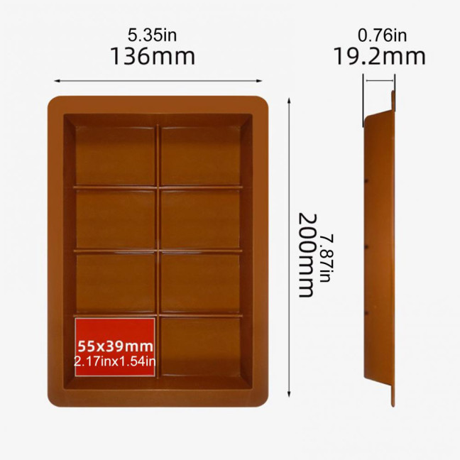 Silicone Chocolate Mold 8/12/24-Cavity Square Baking Molds for Waffles Easy Release Clean Kitchen Essential