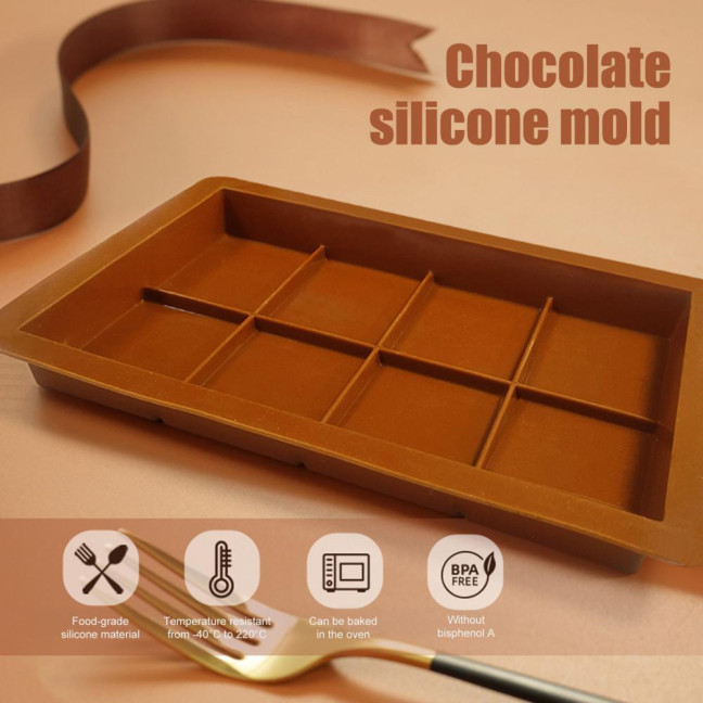 Silicone Chocolate Mold 8/12/24-Cavity Square Baking Molds for Waffles Easy Release Clean Kitchen Essential