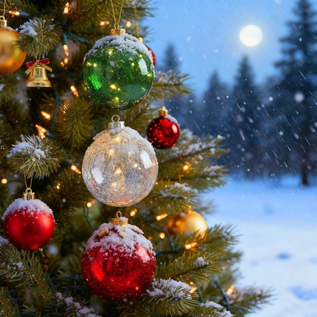 Glass Tabletop Christmas Ornament with LED Lights Glass Ball with Timer Function 6-Inch Light-Up Sphere for Holiday Centerpiece 