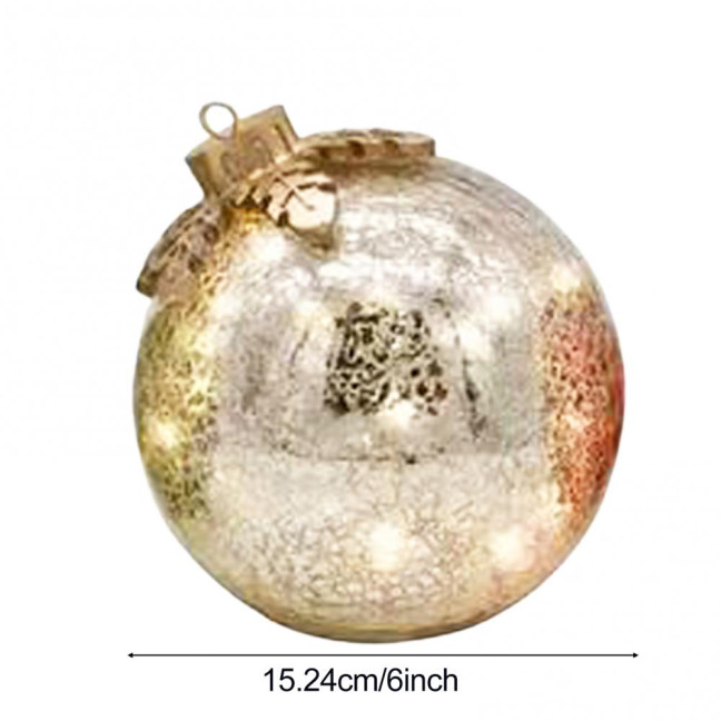 Glass Tabletop Christmas Ornament with LED Lights Glass Ball with Timer Function 6-Inch Light-Up Sphere for Holiday Centerpiece 
