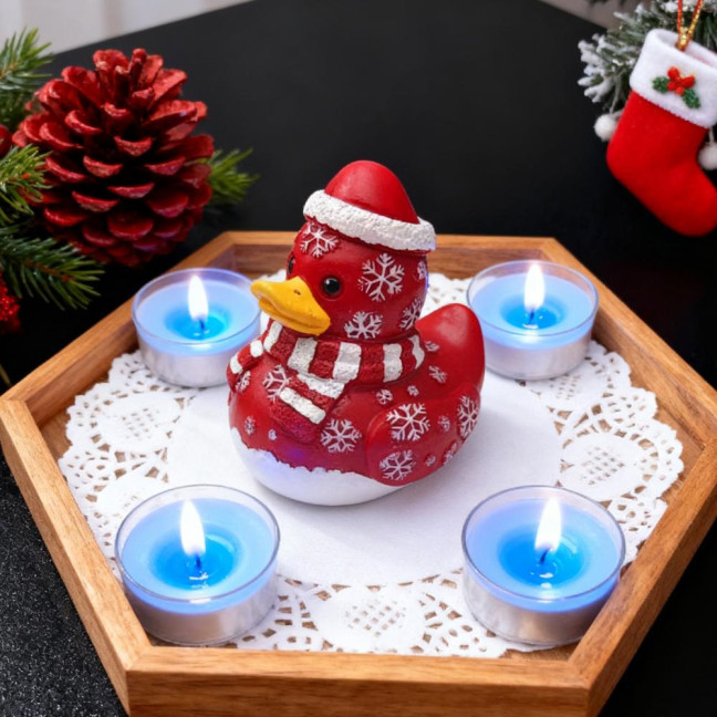 Christmas Ornament Duck Snowman Shape Resin Figure Christmas Tree Duck Figurine Festive Table Decoration