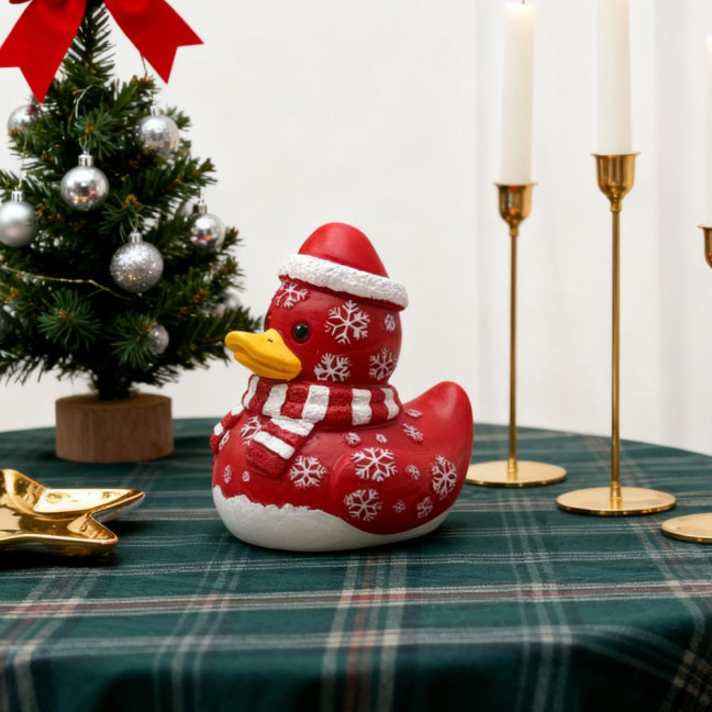Christmas Ornament Duck Snowman Shape Resin Figure Christmas Tree Duck Figurine Festive Table Decoration