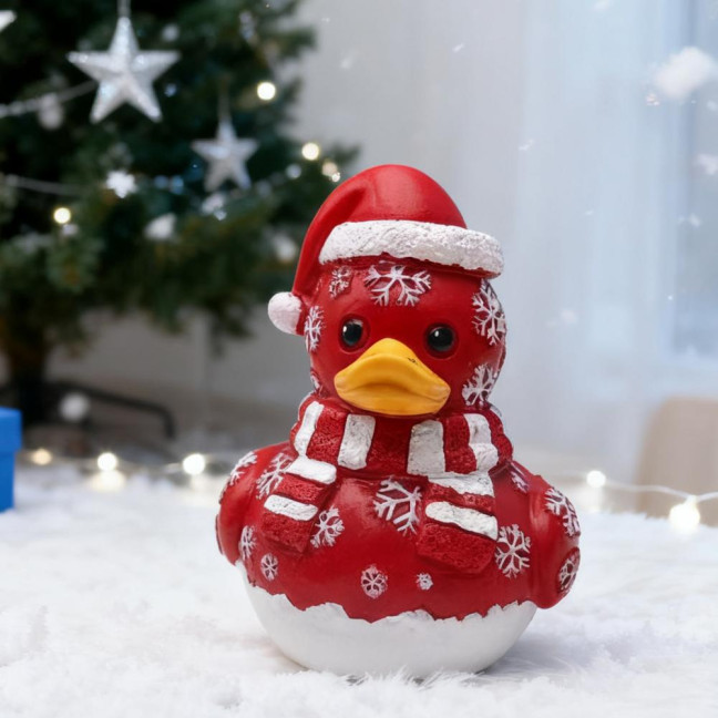 Christmas Ornament Duck Snowman Shape Resin Figure Christmas Tree Duck Figurine Festive Table Decoration