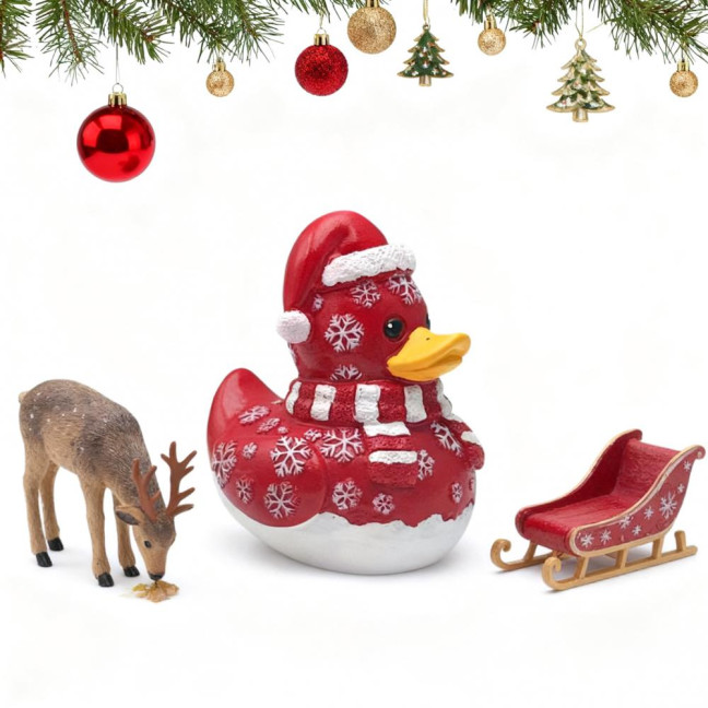 Christmas Ornament Duck Snowman Shape Resin Figure Christmas Tree Duck Figurine Festive Table Decoration