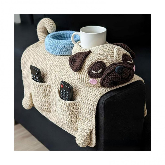 Dog Sofa Arm Organizer Crochet Dog Sofa Armrest Organizer with 2 Pockets And 1 Mug Holder Handmade Dog Shaped Armchair Remote Control Caddy for Phone Treats Cup Dog Sofa Arm Organizer Crochet Dog Sofa Armrest Organizer with 2 Pockets And 1 Mug Holder Handmade Dog Shaped Armchair Remote Control Caddy for Phone Treats Cup