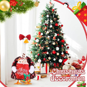 Christmas Porch Goose Outfit Lawn Goose Dress with Xmas Tree Hat Festive Goose Costume for 23
