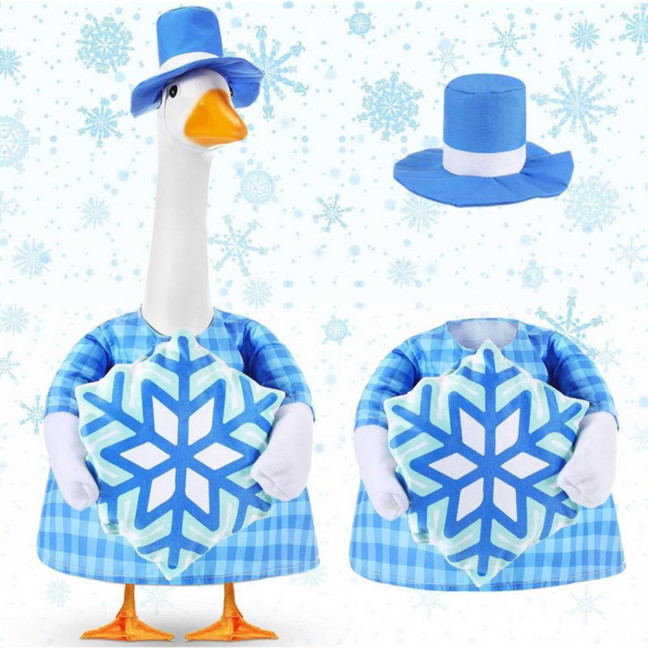 Christmas Porch Goose Outfit Lawn Goose Dress with Xmas Tree Hat Festive Goose Costume for 23