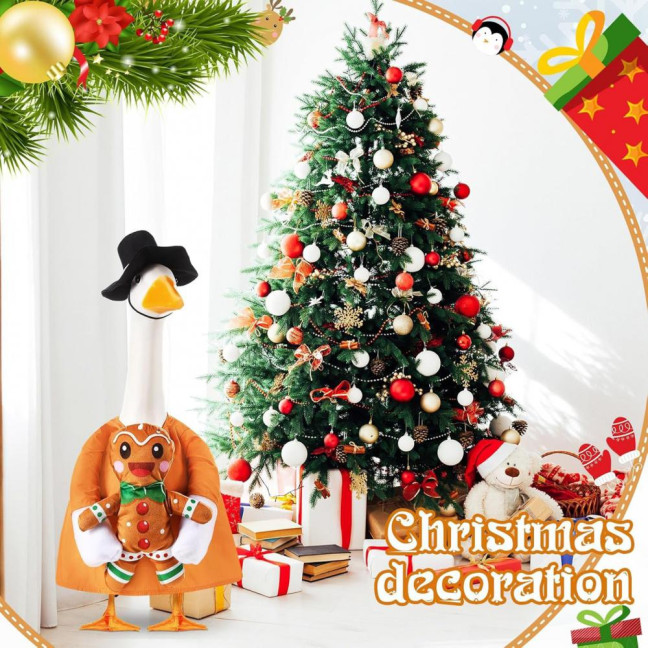 Christmas Porch Goose Outfit Lawn Goose Dress with Xmas Tree Hat Festive Goose Costume for 23