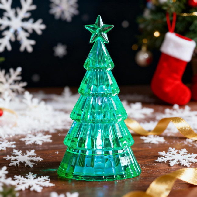 Christmas Tree Night Light Decoration Mini Xmas Tree Decorative Lamp Battery Powered 3D Tree LED Table Light Home Office Holiday Party Ornament 