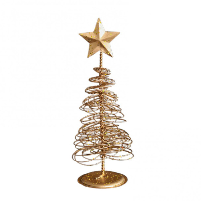 Gold Spiral Christmas Tree Decor Glittering Tabletop Tree with Star Topper for Holiday Home Office Table Centerpiece Mantel Shelf Decor 