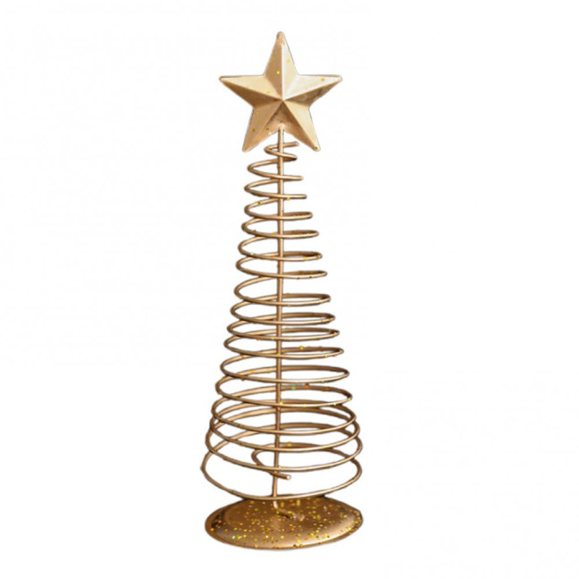 Gold Spiral Christmas Tree Decor Glittering Tabletop Tree with Star Topper for Holiday Home Office Table Centerpiece Mantel Shelf Decor 