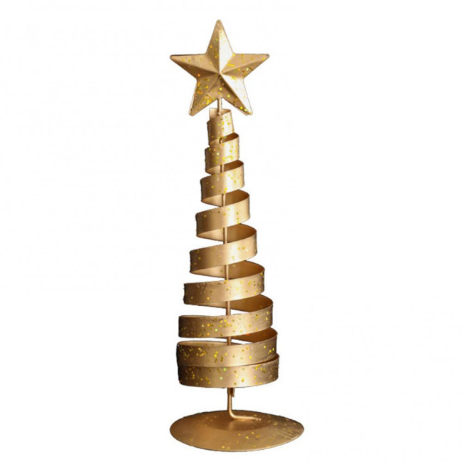 Gold Spiral Christmas Tree Decor Glittering Tabletop Tree with Star Topper for Holiday Home Office Table Centerpiece Mantel Shelf Decor 