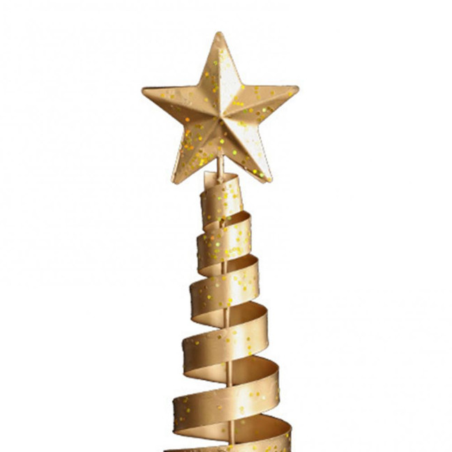 Gold Spiral Christmas Tree Decor Glittering Tabletop Tree with Star Topper for Holiday Home Office Table Centerpiece Mantel Shelf Decor 