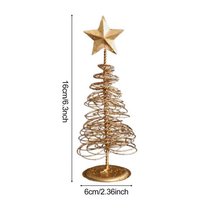 Gold Spiral Christmas Tree Decor Glittering Tabletop Tree with Star Topper for Holiday Home Office Table Centerpiece Mantel Shelf Decor 