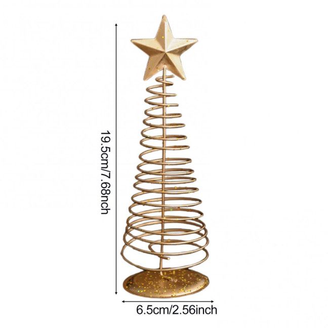 Gold Spiral Christmas Tree Decor Glittering Tabletop Tree with Star Topper for Holiday Home Office Table Centerpiece Mantel Shelf Decor 