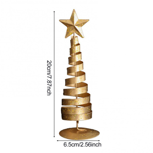 Gold Spiral Christmas Tree Decor Glittering Tabletop Tree with Star Topper for Holiday Home Office Table Centerpiece Mantel Shelf Decor 